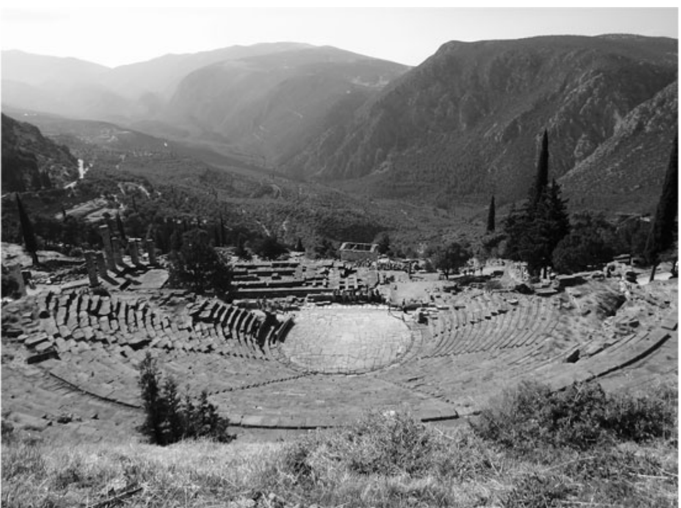 <p>where was the theatre in the sanctuary of Apollo and what’s significant about it </p>