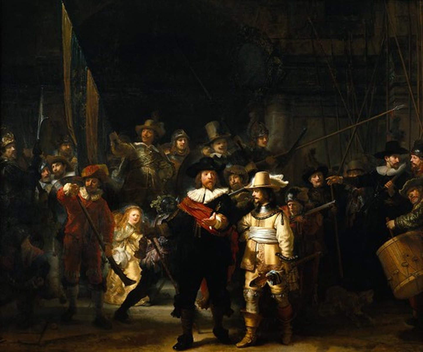 <p>1. An artistic style that created Bold, dramatic, and complex. It leaves realism and has a more exaggerated look.</p><p>2. Rembrandt's Night Watch is a popular example of Baroque Art </p>