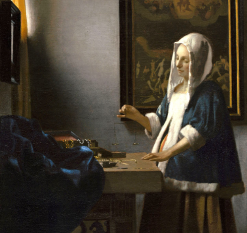 <p><span style="font-family: sans-serif">Johannes Vermeer, Woman Holding a Balance, c. 1664</span></p>