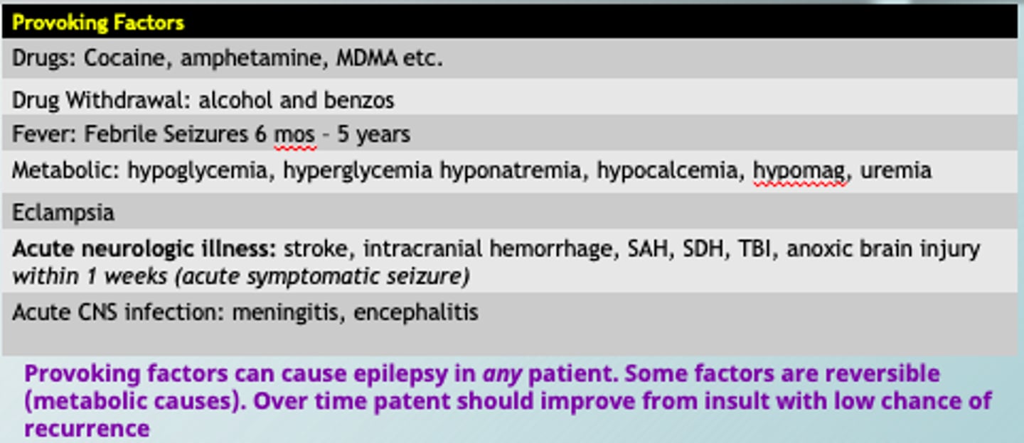 <p>Metabolic causes: hyper/hypoglycemia, hyponatremia, hypocalcemia</p>