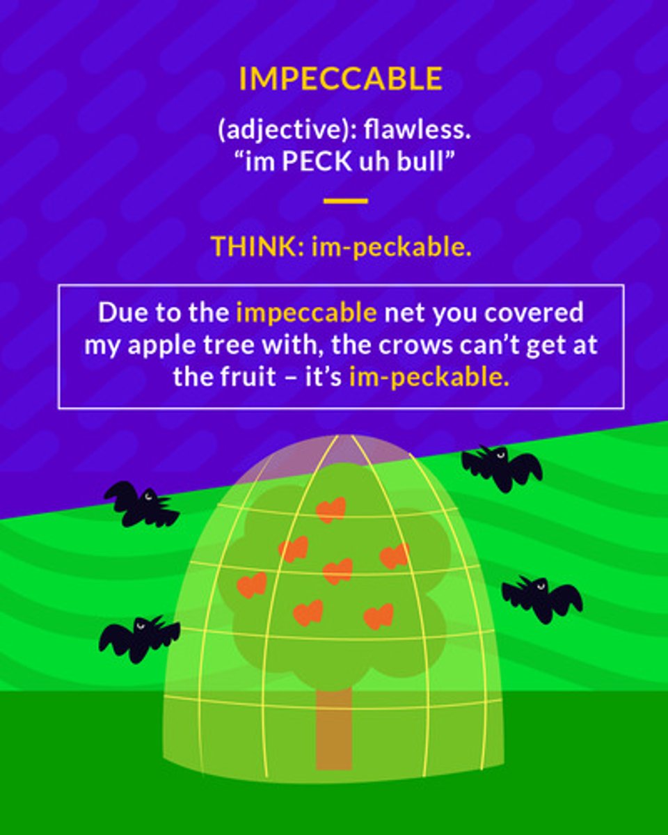<p>(adj.) flawless</p>