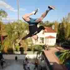 <p>Steve-o rolling off of a roof(roof)</p>