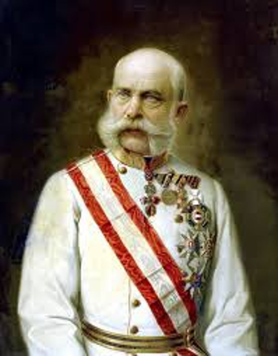 <p>a. Austro-Hungarian Empire</p><p>b. Emperor</p><p>c. He ruled over the Austro-Hungarian Empire from the Revolutions of 1848 until his death during World War II. He oversaw the dissolution of a multiethnic, multinational empire in the nineteenth century as it faced significant challenges from ethnic and nationalist fervor that swept the continent.</p>