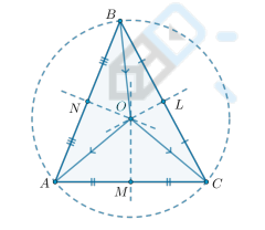 <p>Серединные перпендикуляры треугольника пересекаются в одной точке — центре описанной окружности этого треугольника.</p>