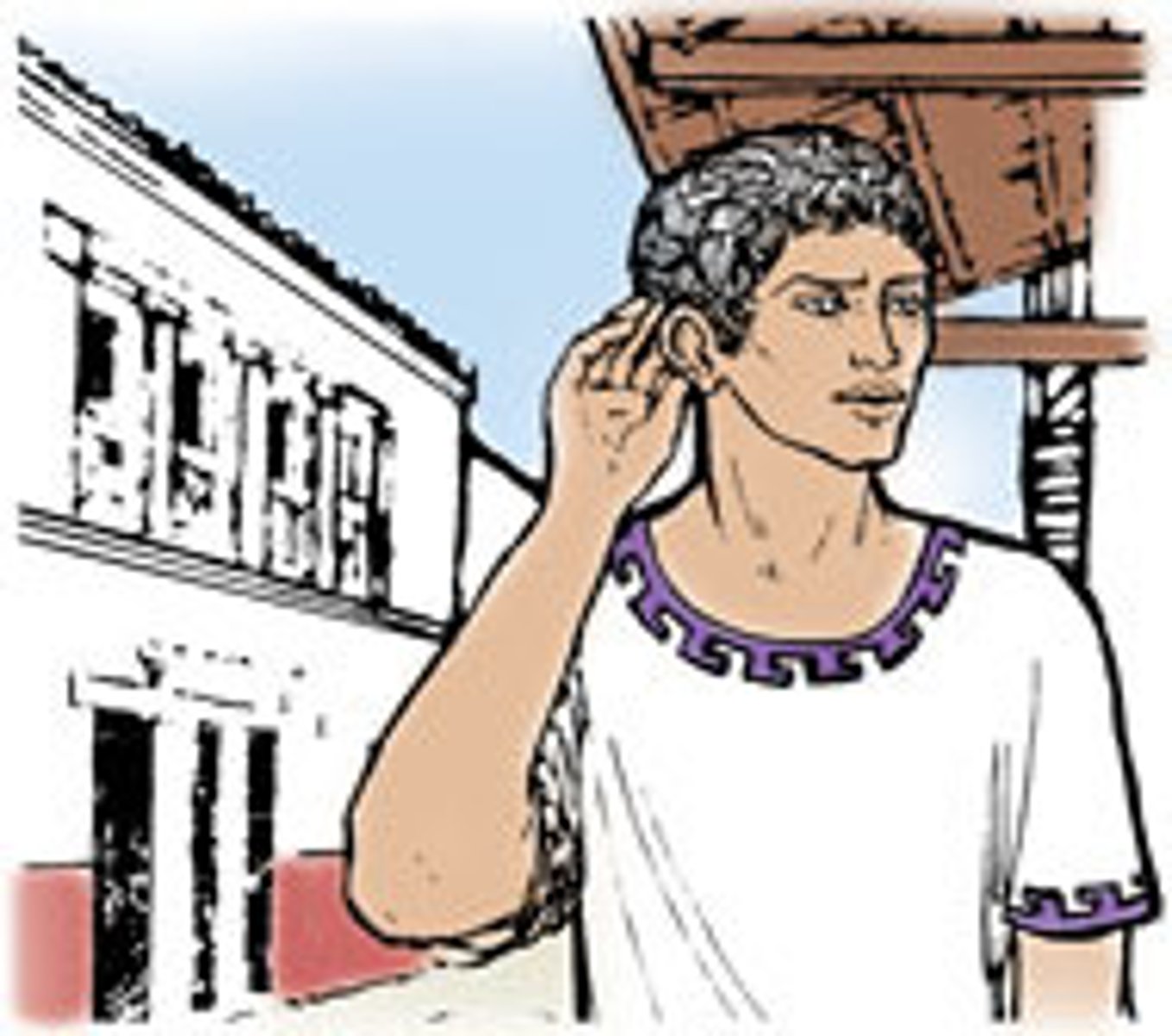 <p>The young man heard a shout.</p>