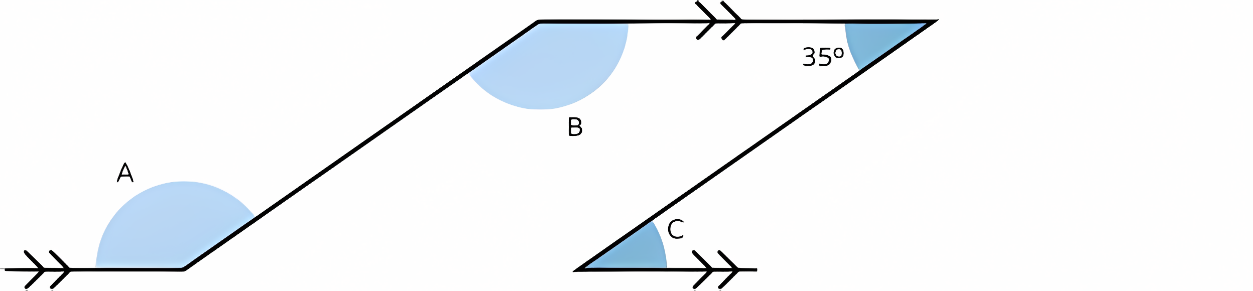 <p>Calculate angles A, B and C in the parallel linkage:</p>