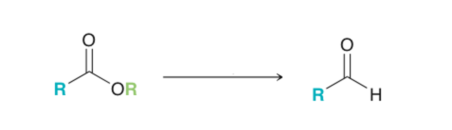 <p>ester to aldehyde</p>