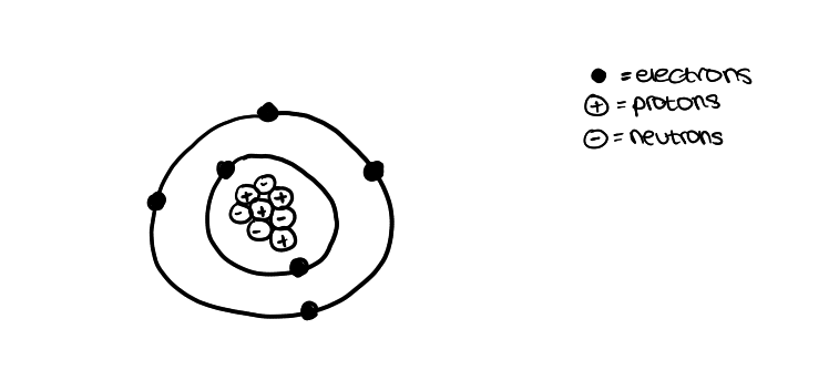 <ul><li><p>it had a nucleus containing protons and neutrons</p></li><li><p>the nucleus was surrounded by electrons —&gt; which occupied shells</p></li><li><p>(similar to modern day model of atom)</p></li></ul>