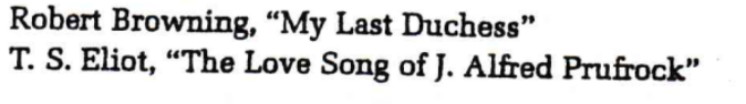 <p>a lyric poem in which the speaker tells an audience about a dramatic moment in his/her life and, in doing so, reveals his/her caracter</p>