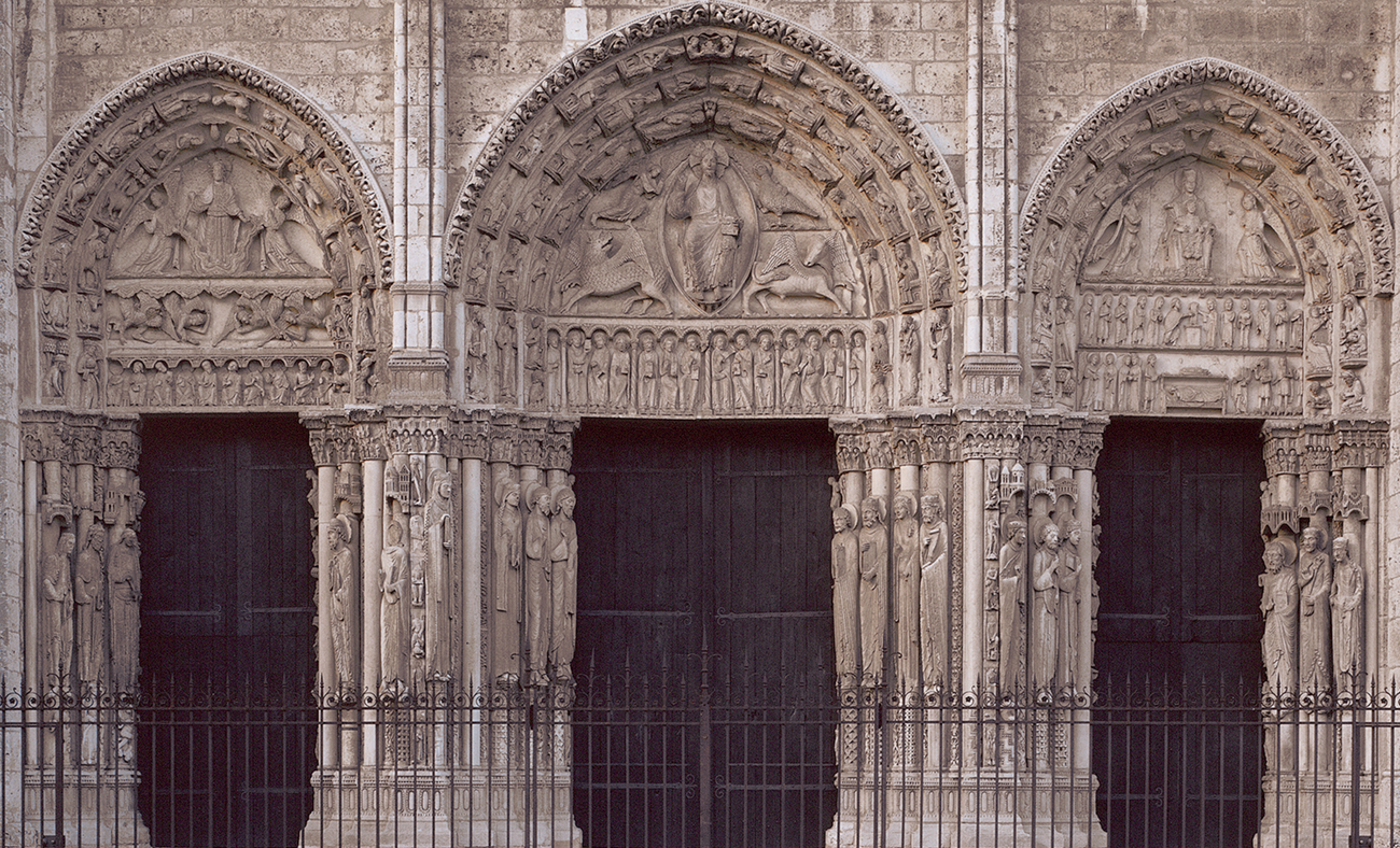 <p>Royal Portal, West Facade, Chartres Cathedral, ca. 1145-1155; 13-5</p>