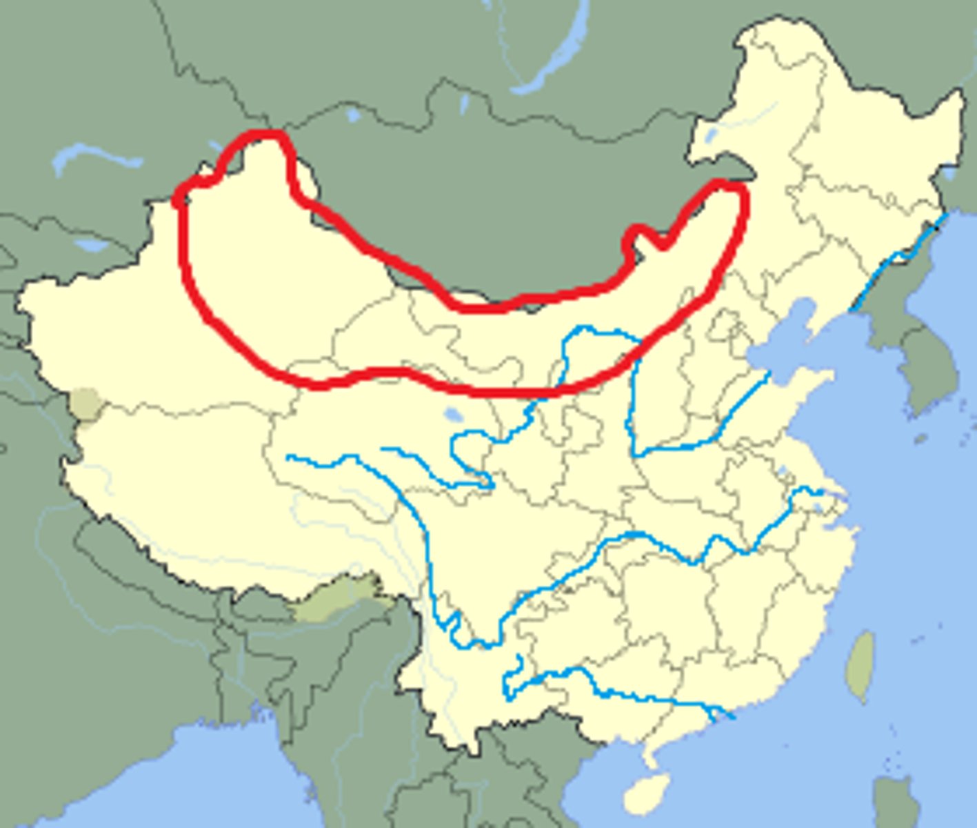 <p>A high desert in China and Mongolia.</p>