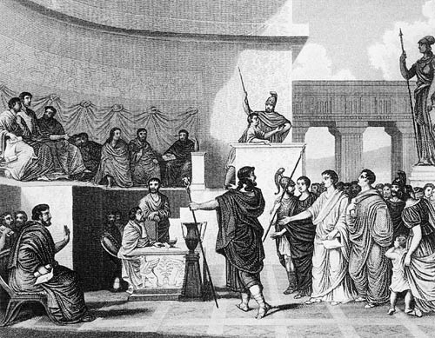 <p>A government in which citizens have the right to vote and elect officials.</p>
