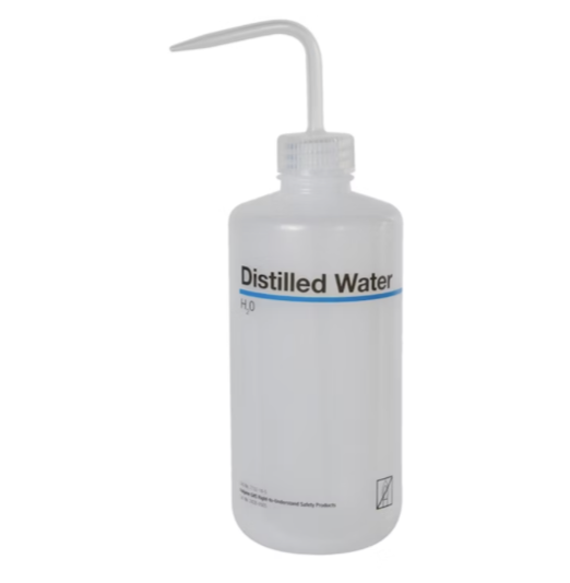 <p>used to rinse laboratory equipment</p>