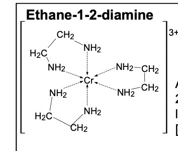 <p>There are 3 bidentate ligands in this complex, each bonding in twice to the metal ion. It has a coordination number of 6</p>