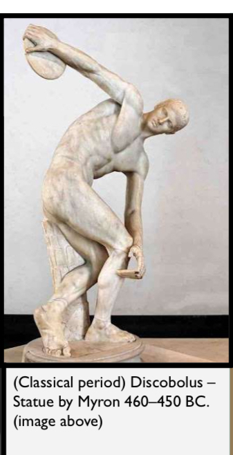 <ul data-type="taskList"><li data-checked="false" data-type="taskItem"><label><input type="checkbox"><span></span></label><div><p>Considered as the <strong><em>remarkable civilization of Ancient Greek, the <u>Golden age of Athens</u></em></strong></p></div></li><li data-checked="false" data-type="taskItem"><label><input type="checkbox"><span></span></label><div><p><strong><em>Achieve the aesthetic ideals</em></strong> (emphasize forms and follow the principles of design) and sculpture evolve from the <strong><em>frontal and rigid of Kouros (kouroi)</em></strong></p></div></li></ul>