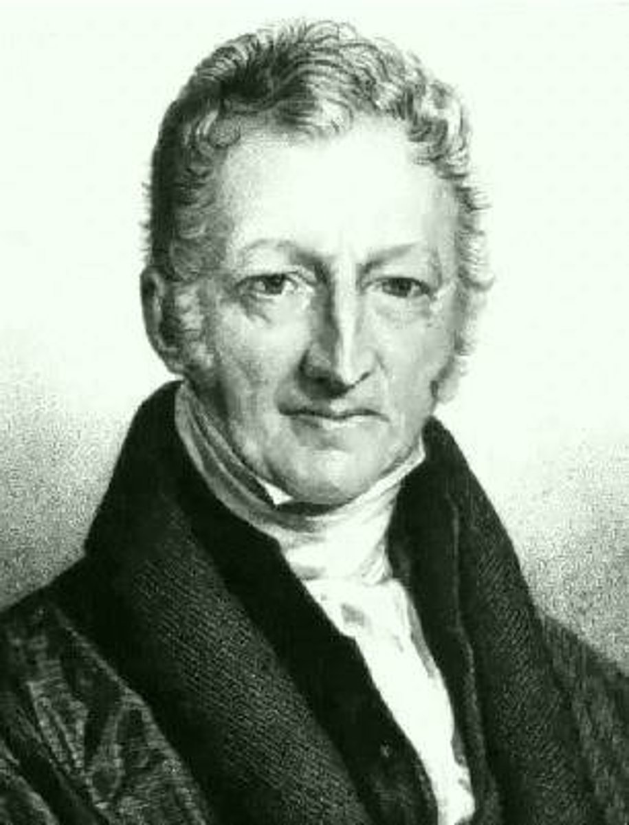 <p>Eighteenth-century English intellectual who warned that population growth threatened future generations because, in his view, population growth would always outstrip increases in agricultural production; resulting in war, famine, disease.</p>