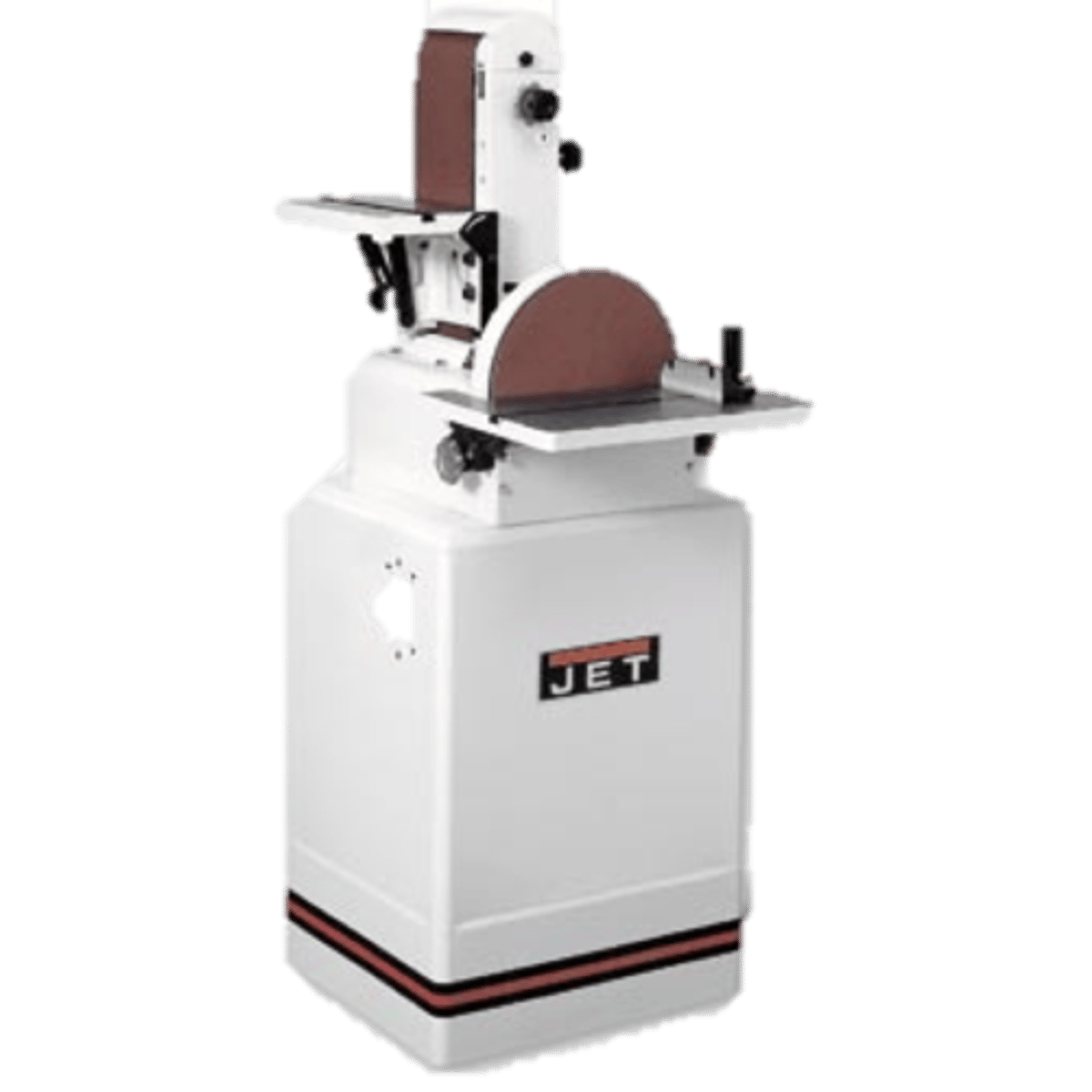 <p>A sanding machine with an abrasive belt and disc that is used for quickly smoothing edges and faces of wood</p>