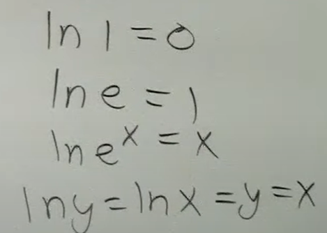 <p>Note:</p><ul><li><p>when there’s ln, there is an invisible base e</p></li><li><p>ln (x) is the same as log base e (x)</p></li></ul><p></p>