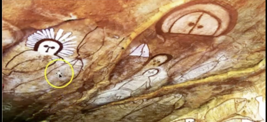 <p>whandjina figure on rock painting</p>