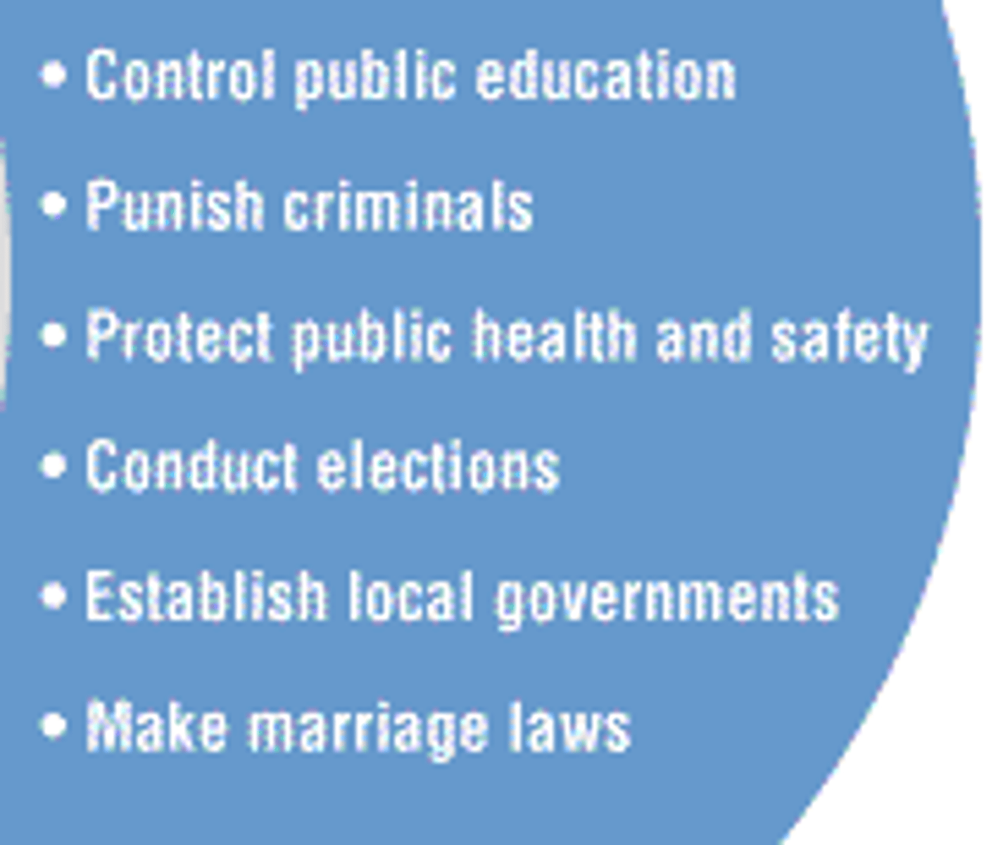 <p>Powers given to the state government alone</p>