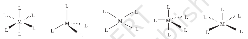 <p>Name these different coordination polyhedra:</p>