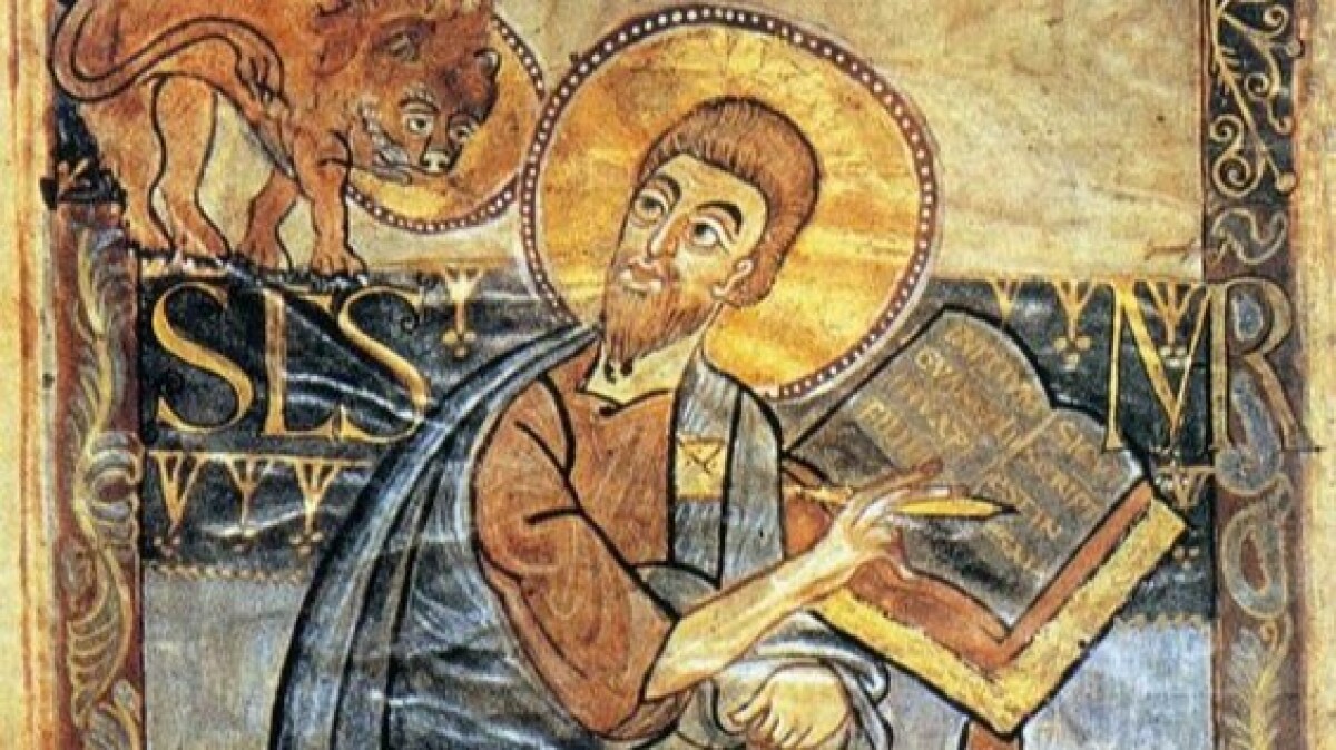 <p>Afgebeeld als apostel met (gevleugelde) leeuw, vaak samen met andere evangelisten. </p>