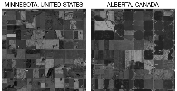 <p><span><span>Which of the following best describes the survey system used in both locations shown?</span></span></p>