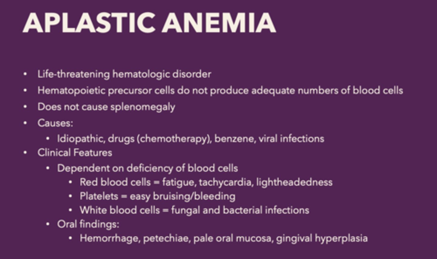 <p>aplastic anemia</p>