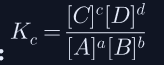 <p>Kc = products/reactants</p>
