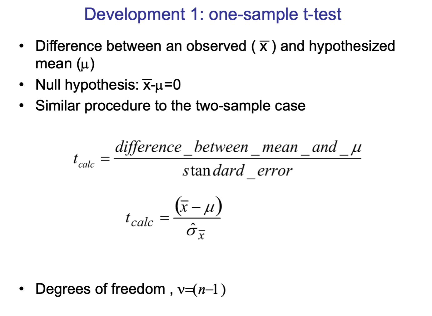 <p>compare a sample mean to a chosen value </p>