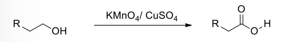 <p>Alcohol —> Carboxylic acid (oxidation)</p>