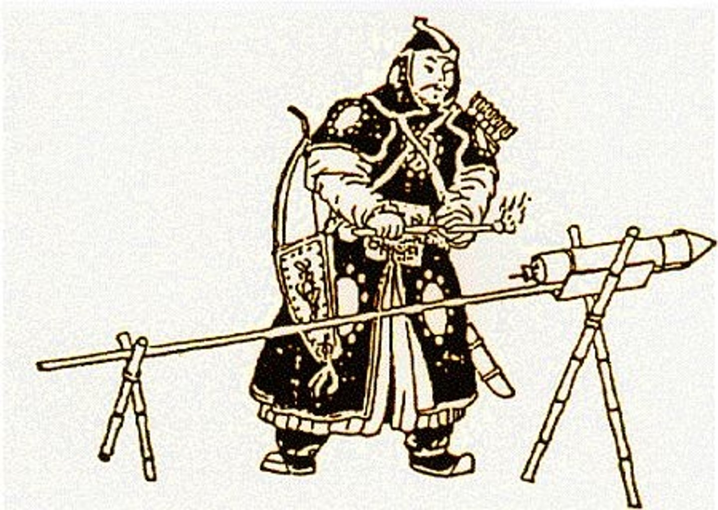 <p>The formula, brought to China in the 400s or 500s. In later centuries it was used to make explosives and grenades and to propel cannonballs, shot, and bullets.</p>