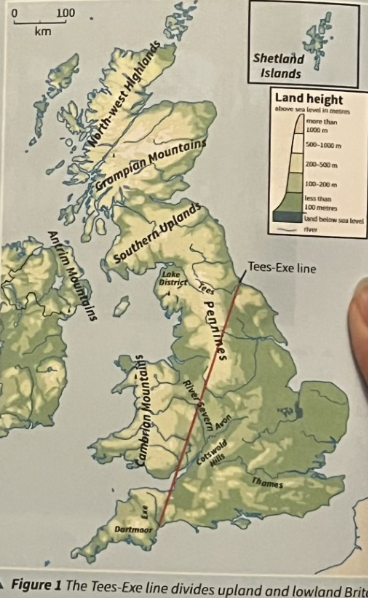 <p>What is the Upland and lowland landscapes in the UK and how is it created?</p>
