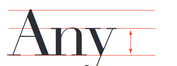 <p>space between the baseline and the median; height of a lowercase x</p>