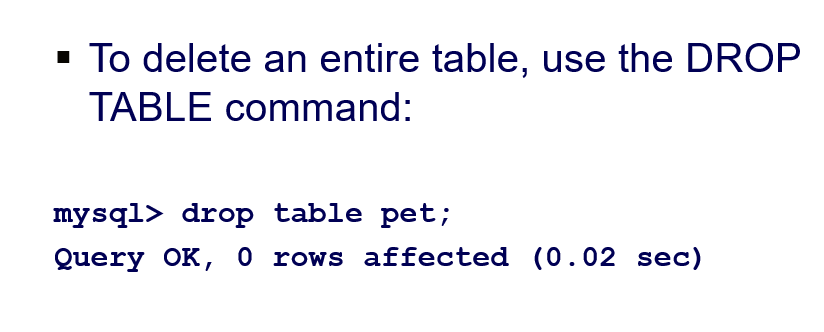 <p>DROP TABLE</p>