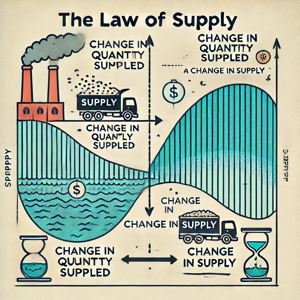 <p><span style="color: yellow">Explain the law of supply. Distinguish between a change in supply and a hange in quantity supplied.</span></p>