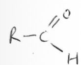 <ol><li><p>It has the functional group c=o and a hydrogen on the C</p></li><li><p>It is often written as R-CHO</p></li><li><p>It ends in -al</p></li></ol><p></p>