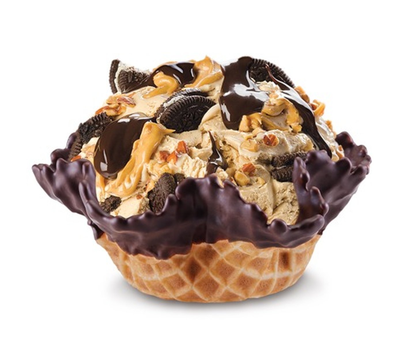 <p>Coffee Ice Cream, OREO Cookies, Peanut Butter, Roasted Almonds, Fudge</p>