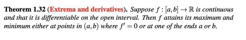 <p>Extrema and derivatives Theorem </p>