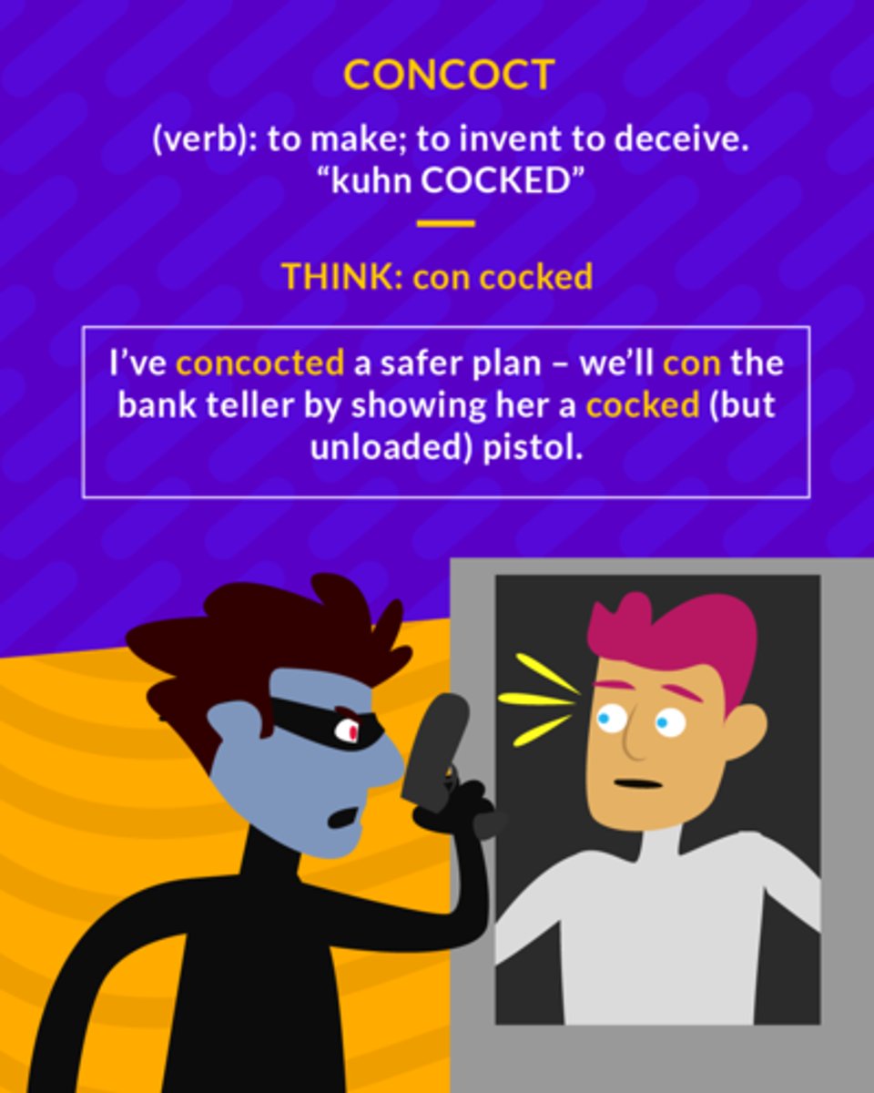 <p>(v.) to prepare by combining ingredients, make up (as a dish); to devise, invent, fabricate</p>