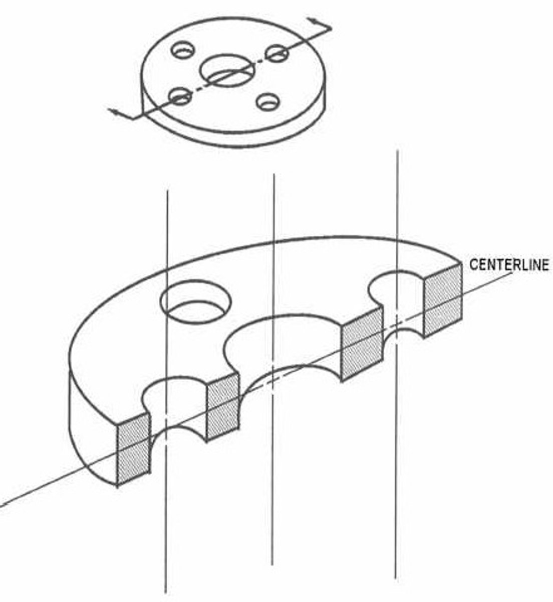 <p>A section view produced when a single cutting plane cuts the object completely into two pieces.</p>