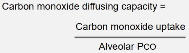 <ul><li><p>mean pulmonary capillary pCO effectively zero because of high affinity of CO for haemoglobin</p></li></ul><p></p>