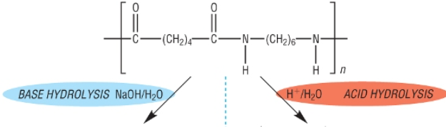 <p>Show the acid and alkali hydrolysis of nylon-6,6</p>