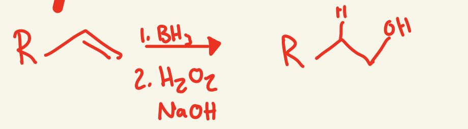 <p>hydroboration/oxidation</p>