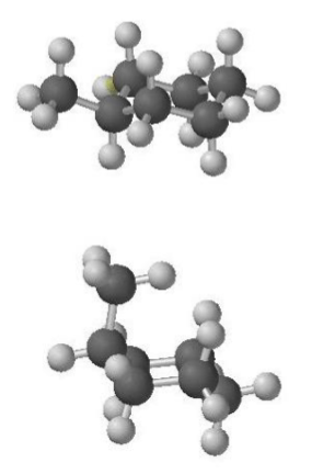 <p>which position are larger groups more stable in (chairs)?</p>