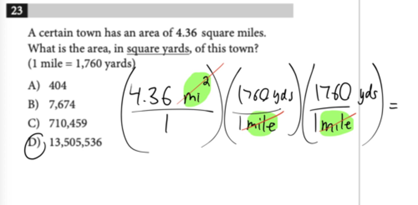 <p>You often need to multiply in 2 unit conversions to cancel out a square unit:</p>