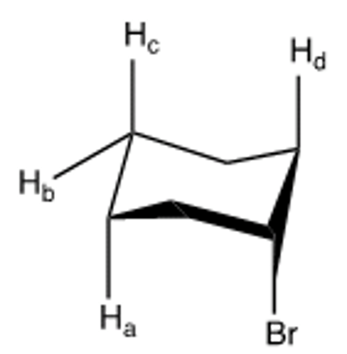 <p>Which of the labeled protons in the compound below is most readily abstracted under</p><p>E2 conditions?</p><p>A) Ha B) Hb C) Hc D) Hd</p>