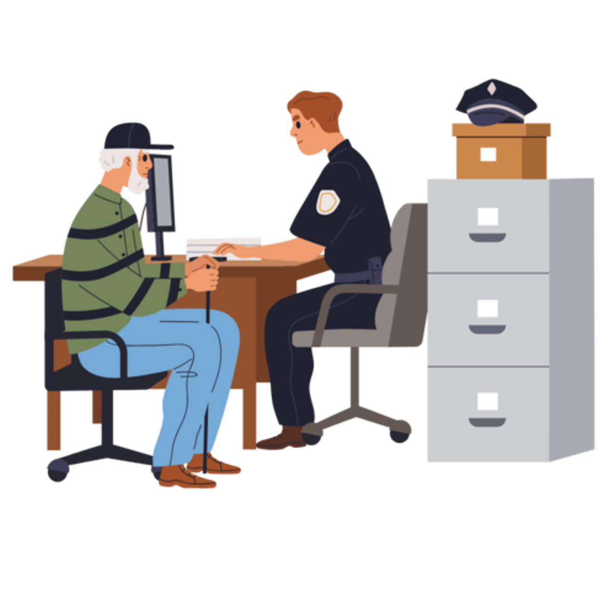 <p>When the police take someone to make sure they follow the law.</p><p>A young man has been ____________ at the airport with a false passport.</p>