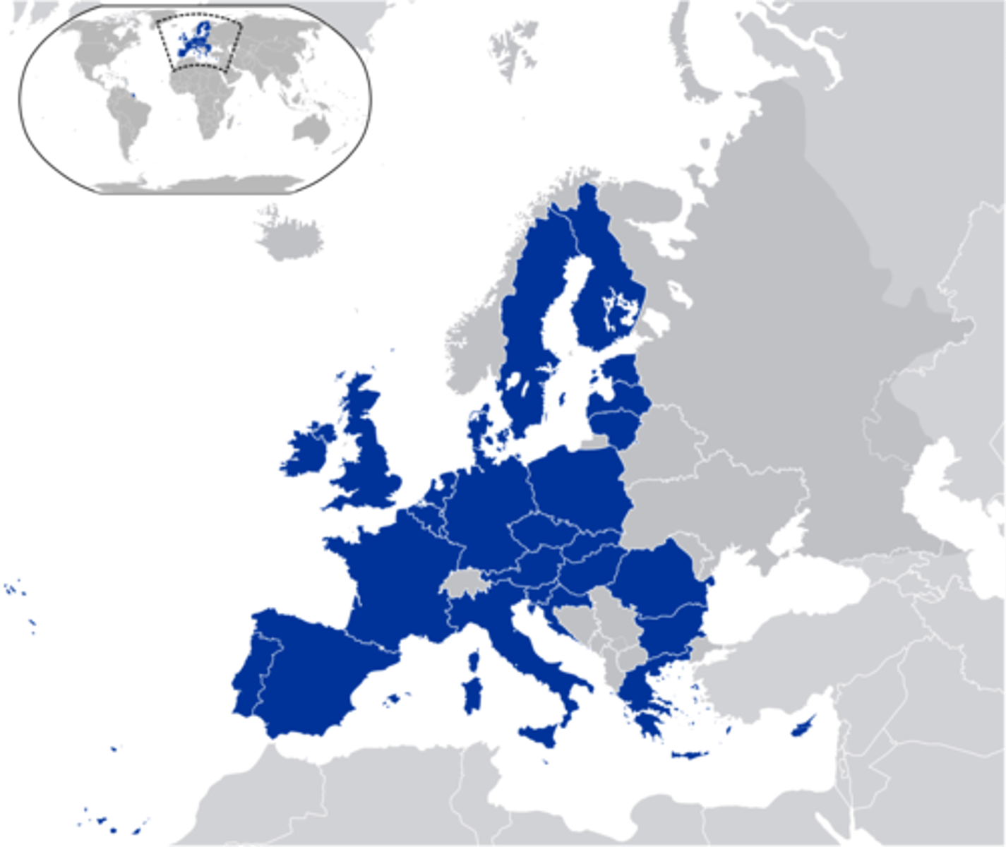 <p>a free trade zone encompassing 27 European countries. Also allows for free movement of people. United Kingdom (UK) recently left the EU in what was called Brexit (British Exit)</p>