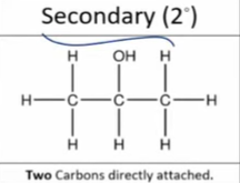 <p>OH group bonded to a carbon which is bonded to 2 other carbons</p>